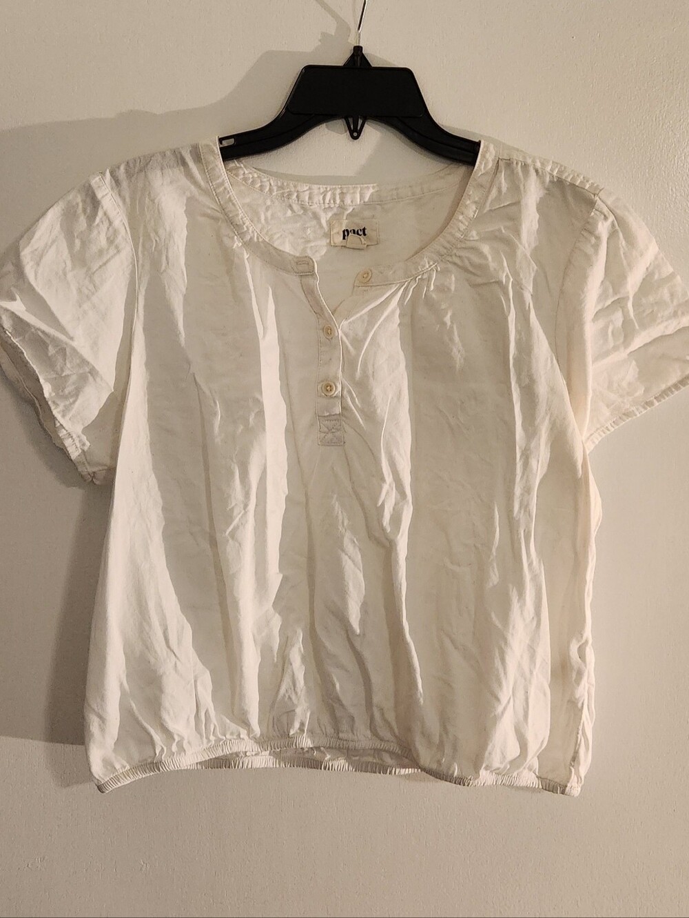 Pact White Short-Sleeve Blouse